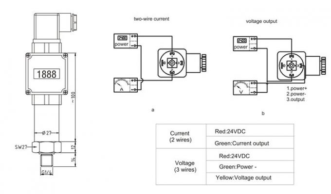 Transmisor de presión hidráulico digital industrial compacto de 24 VDC para lecturas precisas 1