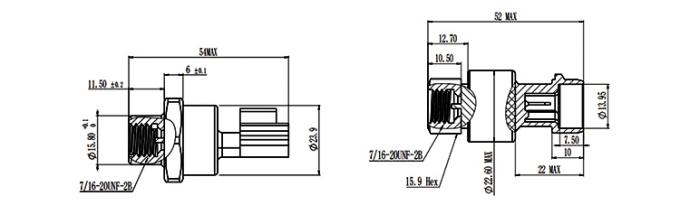 RPT233S 0~20MPa Packard Yazaki 1%FS Sensor de presión cerámico para el sistema HAVC 2